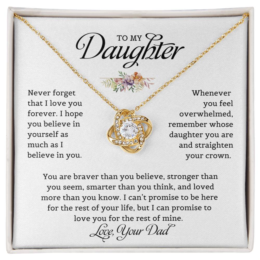 To My Daughter Love Dad | Never Forget That I Love You - Love Knot Necklace