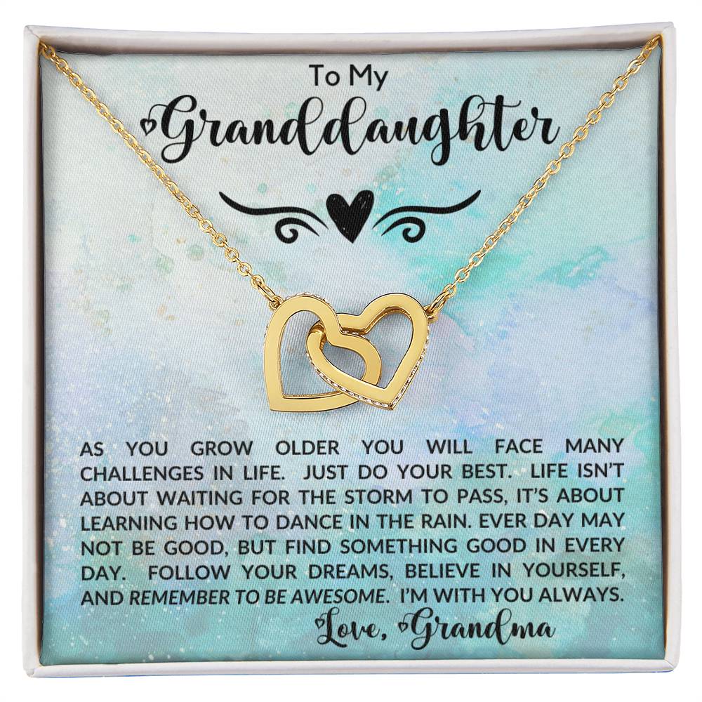 To My Granddaughter, Love Grandma | Interlocking Hearts Necklace