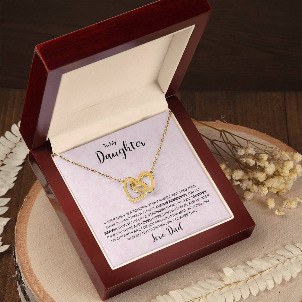 To My Daughter Love Dad | You Are Braver Than You Believe - Interlocking Hearts necklace