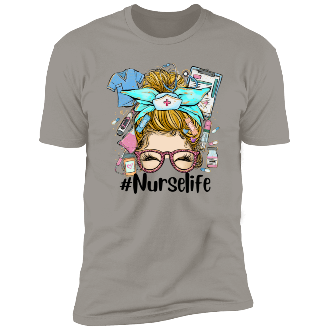 Nurse Messy Blond Bun Short-Sleeve T-Shirt