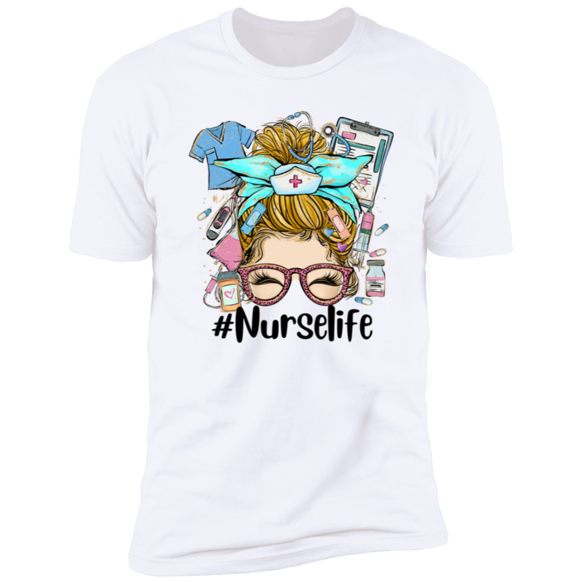 Nurse Messy Blond Bun Short-Sleeve T-Shirt