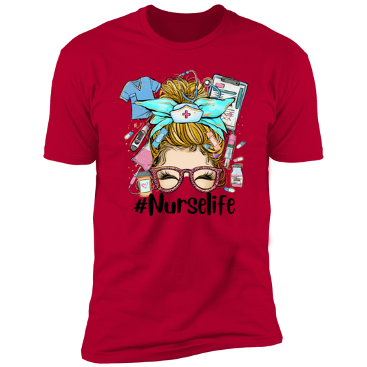 Nurse Messy Blond Bun Short-Sleeve T-Shirt