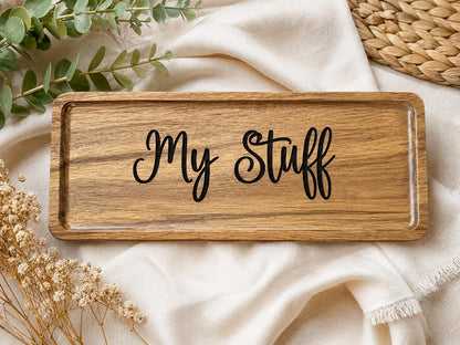 Personalized Engraved Acacia Wood Tray: 11.25 x 4" Catch-All, Charcuterie Plate