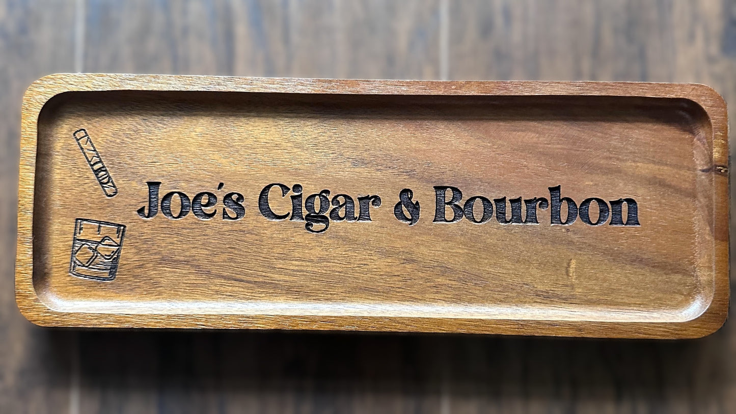Personalized Engraved Acacia Wood Tray: 11.25 x 4" Catch-All, Charcuterie Plate