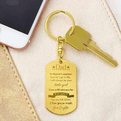 To Dad, You Are The GOAT Love Your Daughter | Personalized Dog Tag Keychain