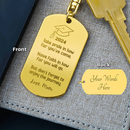 To My Daughter or Son for Graduation 2024 | Personalized Dog Tag Keyring