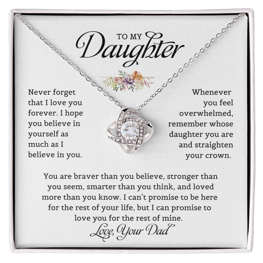 To My Daughter Love Dad | Never Forget That I Love You - Love Knot Necklace