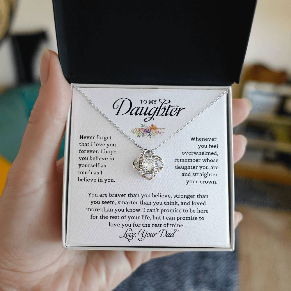 To My Daughter Love Dad | Never Forget That I Love You - Love Knot Necklace