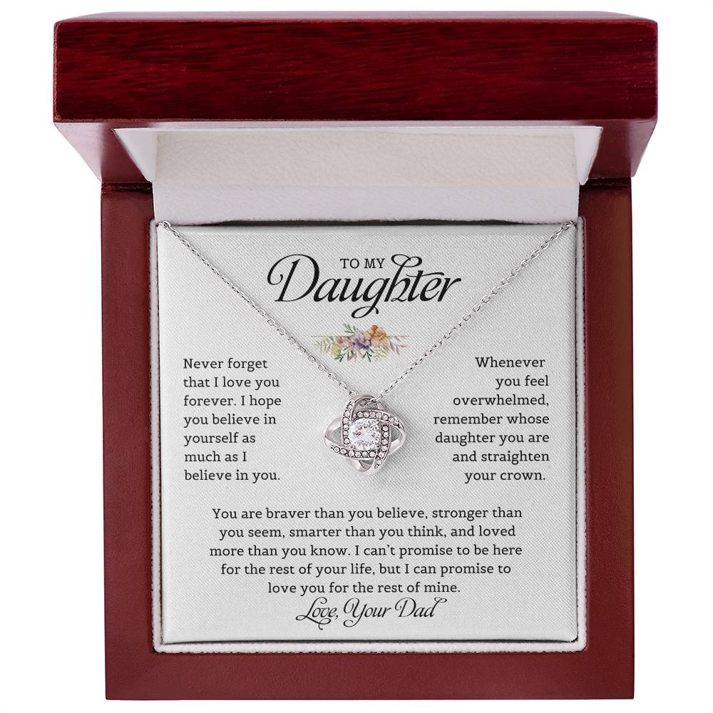 To My Daughter Love Dad | Never Forget That I Love You - Love Knot Necklace