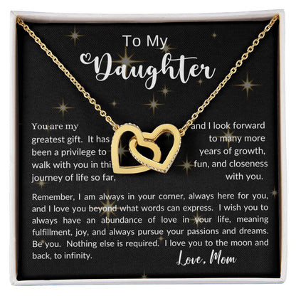 To My Daughter Love Mom | Interlocking Hearts Necklace