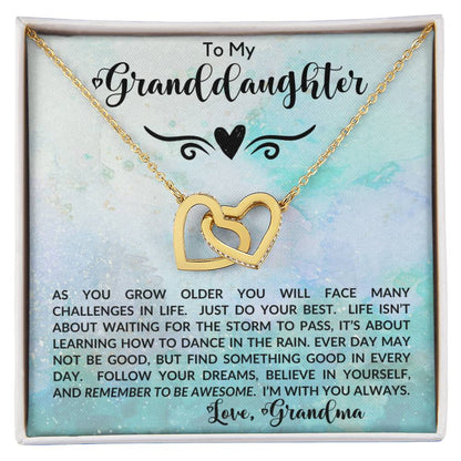 To My Granddaughter, Love Grandma | Interlocking Hearts Necklace