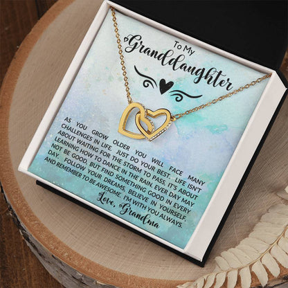 To My Granddaughter, Love Grandma | Interlocking Hearts Necklace