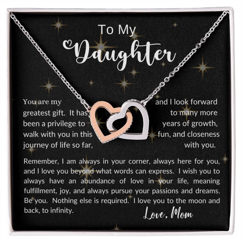 To My Daughter Love Mom | Interlocking Hearts Necklace