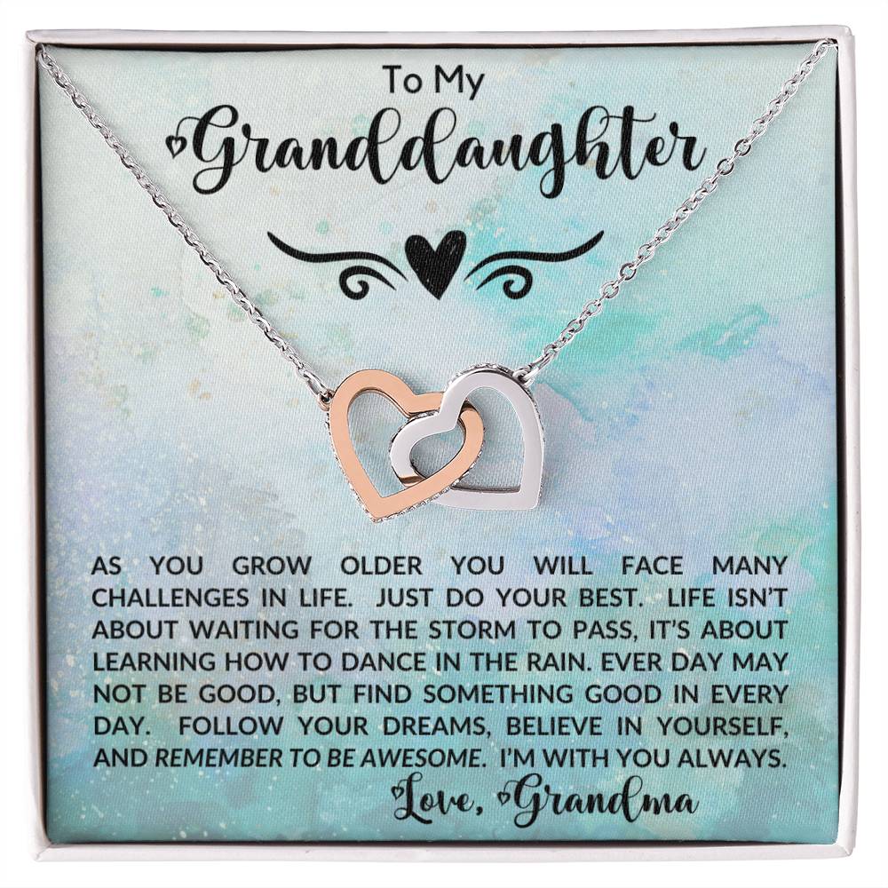 To My Granddaughter, Love Grandma | Interlocking Hearts Necklace