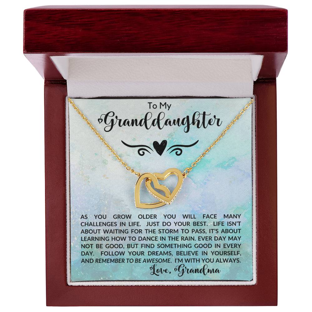 To My Granddaughter, Love Grandma | Interlocking Hearts Necklace