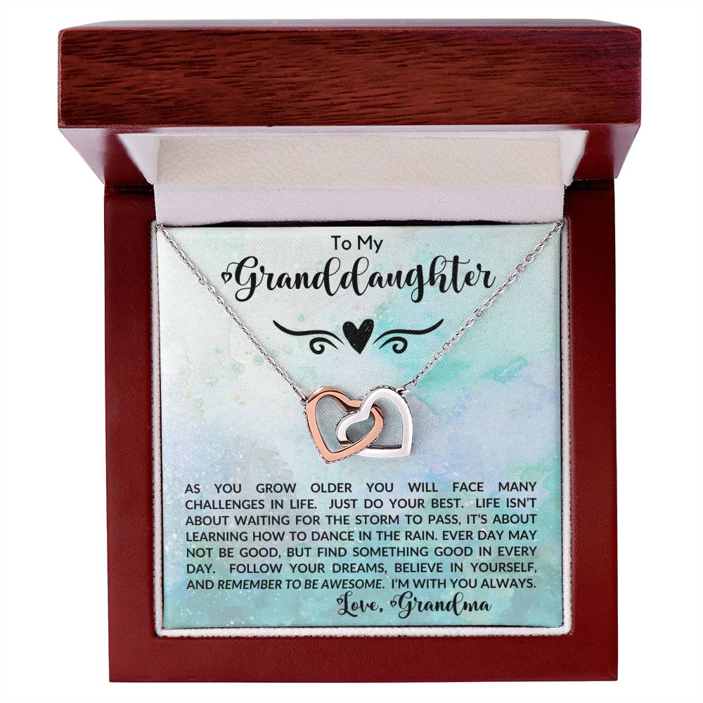 To My Granddaughter, Love Grandma | Interlocking Hearts Necklace