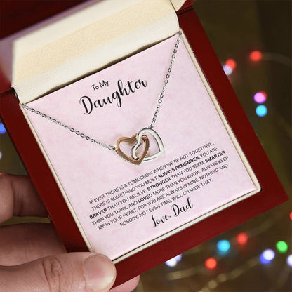 To My Daughter Love Dad | You Are Braver Than You Believe - Interlocking Hearts necklace